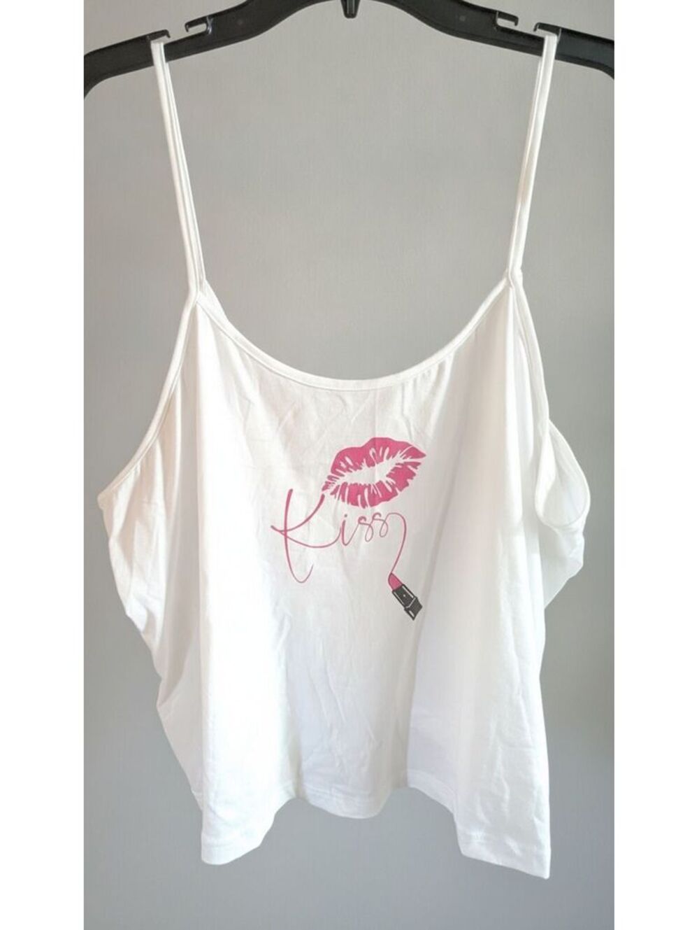 White Pink Lips Shirt Cami Tank Top Shirt PLus Size 5X Lipstick Soft Stretch New